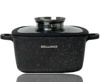 Кухонний набір посуду Bellmax Cookware Set BM - 132 3 казана і сковорода для приготування їжі , каструлі з кришками і гранітним покриттям 9 предметів