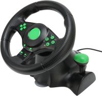 Vibration Steering Wheel 3-in-1 Universal Game Steering Wheel with Pedals and Gearbox for PC/PS2/PS3, Multimedia Sports Steering Wheel for PC