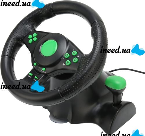 Vibration Steering Wheel 3-in-1 Universal Game Steering Wheel with Pedals and Gearbox for PC/PS2/PS3, Multimedia Sports Steering Wheel for PC