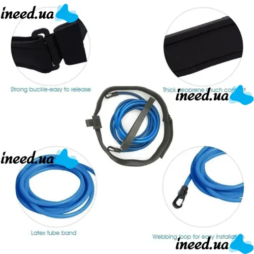 Регульований поясний ремінь для тренувань плавання Swimming Training Belt в басейні, Тренувальні гумки для навчання плаванню дорослих і дітей