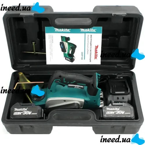 Акумуляторний рубанок по дереву Makita DKP180 36V 5AH 2 акумулятори Бездротовий електрорубанок Макіта PCP36V 11000 об/хв 36В 5Ач в кейсі Синій