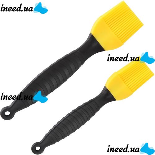 Набір кондитерських силіконових кистей Better Brush з 3 штук з пластиковою ручкою для змазування їжі, випічки, кулінарні пензлики для кухні Жовті