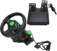 Vibration Steering Wheel 3-in-1 Universal Game Steering Wheel with Pedals and Gearbox for PC/PS2/PS3, Multimedia Sports Steering Wheel for PC
