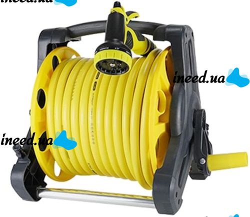 Садовий поливальний шланг з котушкою і розпилювачем ARK Water Hose Reel AND923 10 м для поливу, Котушка барабан для водяного шланга 3/8 " з ручкою
