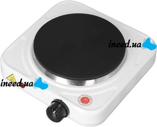 Hot Plate JX-1010A Desktop Electric Stove with 1 Burner, Single-burner 1000W Disc Electric Stove with 5-position Thermostat White