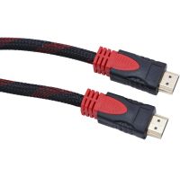 Усиленный кабель Hdmi to Hdmi 10м 1080p в обмотке Кабель-удлинитель HDMI-HDMI 10m 10 m, 10 м для монитора и телевизора в оплетке Черно Красный