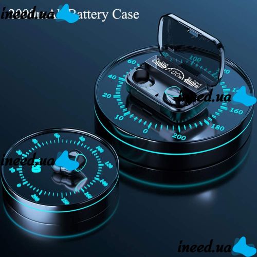 Беспроводные Bluetooth наушники Newest M10 с led дисплеем и индикатором заряда Black Черные сенсорные с экраном TWS М10 c powerbank Earbuds