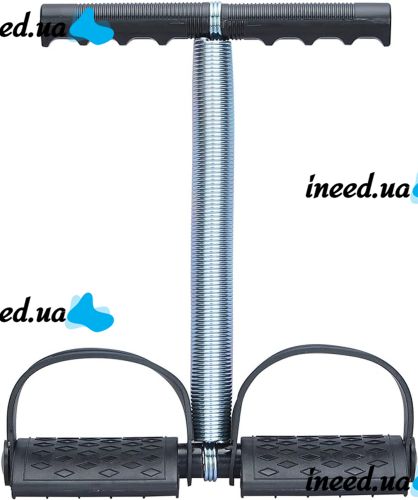 Пружинный эспандер Tummy Trimmer L1013 для мышц рук, живота и спины с креплением для ног, Спортивный тренажер Тами Тример для укрепления тела Черный