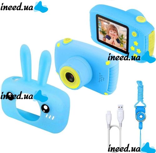 Children's Rechargeable Camera DVR Baby Camera XL-500R Bunny, Children's Digital Camera 7688 600mAh, Digital Camera for Children Blue