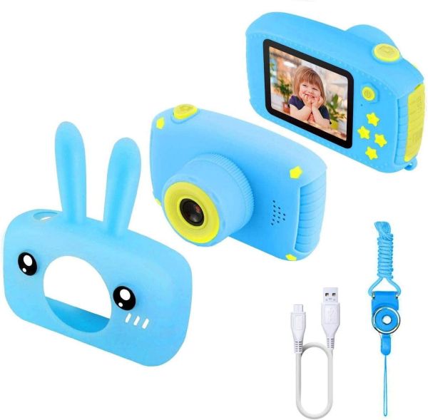 Детский аккумуляторный фотоаппарат DVR Baby Camera XL-500R зайчик, Детская цифровая камера 7688 600mAh, Цифровой фотоаппарат для детей Голубой