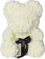 Little Teddy Bear made of artificial 3D Roses Teddy Bear de Luxe 25 cm White, Teddy bear