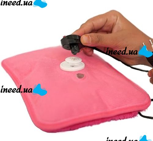 Електрична водяна грілка Hot Water Bag HD-03 для зігрівання рук 500W Плюшева м'яка муфта електрогрілка з підігрівом 34х24 см від мережі рожева