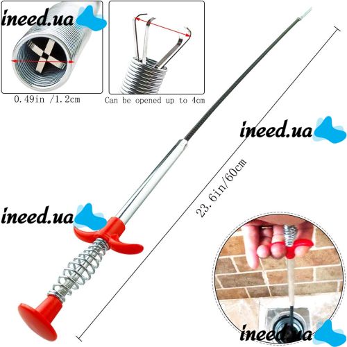Retractable Pipe probe for cleaning blockages Toilet dredger 60 cm, Cleaning tool claw Flexible cable for cleaning sewer Pipes