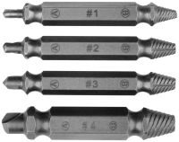A set of Easy Out Tool S2 bit extractors 4 pcs in a box, double-sided nozzles for unscrewing broken, licked screws and bolts on a screwdriver