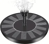 Garden Floating Fountain Solar Fountain Pump Aisitin RC-611 130mm Solar Powered with Nozzles, Solar Water Pump Up to 150L/h for Garden Black