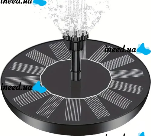 Garden Floating Fountain Solar Fountain Pump Aisitin RC-611 130mm Solar Powered with Nozzles, Solar Water Pump Up to 150L/h for Garden Black