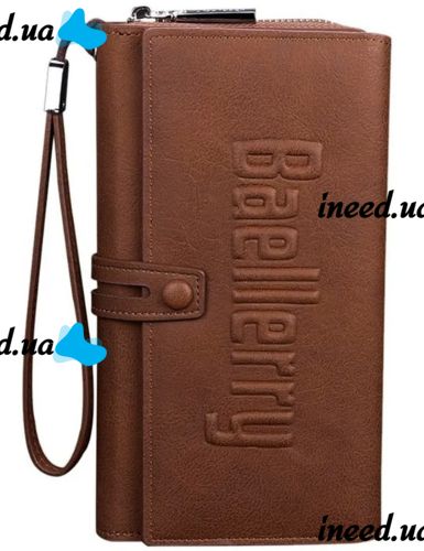 Чоловічий шкіряний гаманець клатч Baellerry Guero S1393 Brown для зберігання кредитних карт монет на змійці, чоловіче портмоне для купюр Коричневий