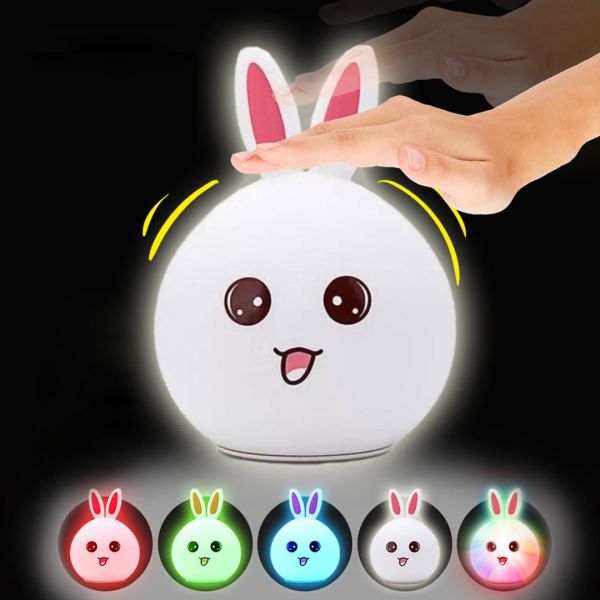 Baby Night Light Silicone Bunny Rabbit Silicone Lamp ZH-03 Desktop Wireless Rechargeable Lamp Lamp Bunny Rabbit with Ears LY-271