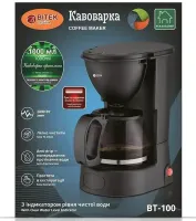Drip coffee maker Bitek BT-100 2800W with glass coffee pot 1000ml coffee, Electric coffee machine Bitek with permanent filter from the network Black