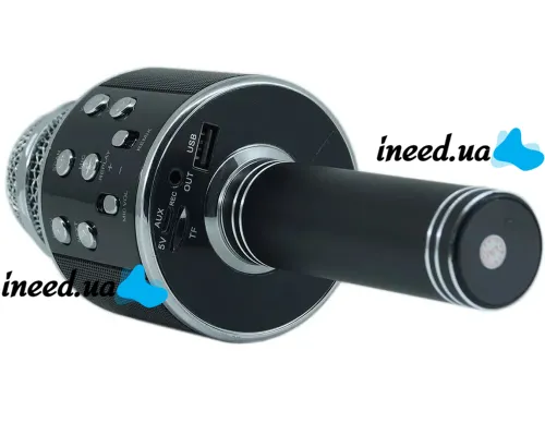 Беспроводной караоке микрофон WSTER WS-858 Bluetooth USB AUX FM со встроенным динамиком 5W, блютуз микрофон с регулятором громкости Q858 для пения