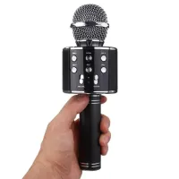 Беспроводной караоке микрофон WSTER WS-858 Bluetooth USB AUX FM со встроенным динамиком 5W, блютуз микрофон с регулятором громкости Q858 для пения