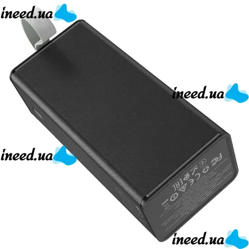 External Battery with Fast Charging Power Bank Hoco J86 40000mAh 22.5W, Portable Battery Powerbank Hoco 18W with Flashlight and Strap Black