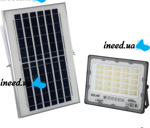 Вуличний настінний світильник прожектор Solar Wall Lamp JX-007 400W на сонячній батареї з пультом, ліхтар з датчиком руху і сонячною панеллю