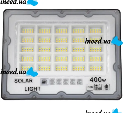 Вуличний настінний світильник прожектор Solar Wall Lamp JX-007 400W на сонячній батареї з пультом, ліхтар з датчиком руху і сонячною панеллю