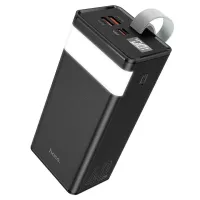 External Battery with Fast Charging Power Bank Hoco J86 40000mAh 22.5W, Portable Battery Powerbank Hoco 18W with Flashlight and Strap Black