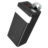 External Battery with Fast Charging Power Bank Hoco J89A 60000mAh 22.5W, Portable Battery Powerbank Hoco 18W with Flashlight and Strap Black