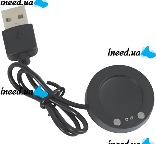 Магнітний зарядний пристрій IS7 Charging Line для Smart Watch T500, Магнітна USB зарядка 37мм 2-конектора для зарядки смарт годинників Чорна