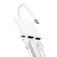 Кабель, адаптер, конвертер Buro Type-C на HDMI, USB 3.0, Type C, 3 в 1 концентратор для устройств с Type с портом, Переходник hub разветвитель белый