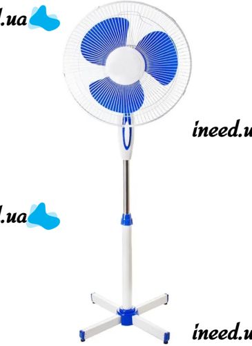 Підлоговий вентилятор WimpeX WX - 1611 40 см stand fan 16 " 100w з регулюванням висоти, Безшумний вентилятор Вімпекс 100Вт на підлогу 3 швидкості Білий