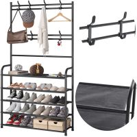 Напольная вешалка для одежды в прихожую New simple floor clothes rack 60х29, 5х151 см Универсальная металлическая передвижная стойка Черная