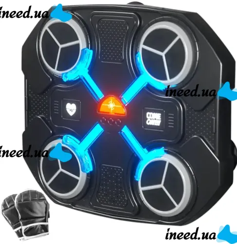 Настенный музыкальный тренажер для бокса Music Boxing Machine CD18 с RGB подсветкой и перчатками, Настенная боксерская мишень с музыкой для детей