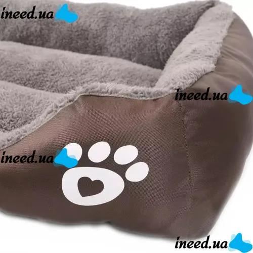 Глибока пухнаста лежанка пуфик для кішки і собаки Pet Hut 44х33 см, М'яка підстилка для собак і кішок, прямокутний лежак для домашніх тварин