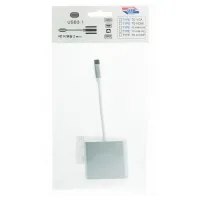 Кабель, адаптер, конвертер Buro Type-C на HDMI, USB 3.0, Type C, 3 в 1 концентратор для устройств с Type с портом, Переходник hub разветвитель белый