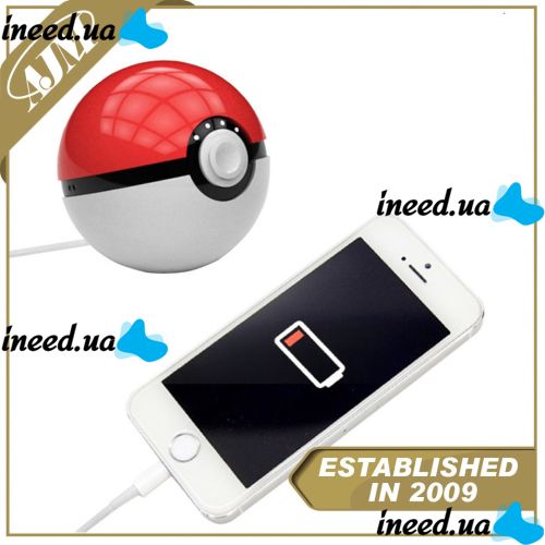 Portable charger Power Bank 10000 mAh in the form of a Pokeball, in the form of a Pokeball from the Pokemon Cartoon