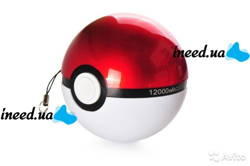 Portable charger Power Bank 10000 mAh in the form of a Pokeball, in the form of a Pokeball from the Pokemon Cartoon