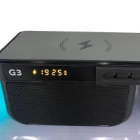 Настільна смарт лампа нічник RGB XM-G3 акумуляторний з бездротовою зарядкою 15W і Bluetooth колонкою, Блютуз колонка G3 з підсвічуванням Чорна
