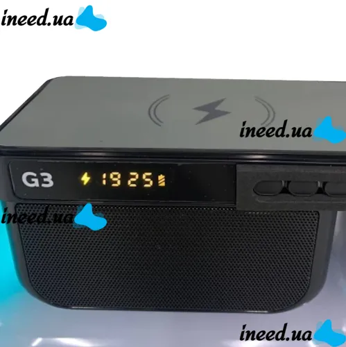 Настільна смарт лампа нічник RGB XM-G3 акумуляторний з бездротовою зарядкою 15W і Bluetooth колонкою, Блютуз колонка G3 з підсвічуванням Чорна