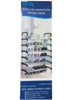Підлогова Полиця органайзер Shoe Rack Rias RD-9005 для зберігання взуття 6 ярусів, стійка етажерка на 6 секцій полиць 115x56x30 см зі сталі срібляста