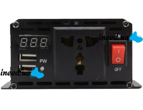 Автомобільний перетворювач інвертор UKC NFA-1500D 12V-220V з чистою синусоїдою 1500W, Автоперетворювач напруги струму AC/DC від акумулятора