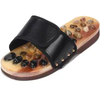 Orthopedic massage slippers jade health massage shoes BH-SMS-04 with acupuncture effect for feet, massage slippers 36-45 size Black