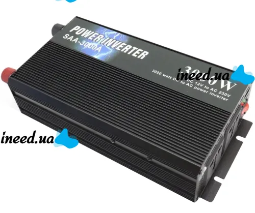 Автомобільний інвертор напруги UKC SSK SSA-3000A 12V-220V 3000W з функцією плавного пуску, авто перетворювач напруги струму 12В 220В 3000Вт