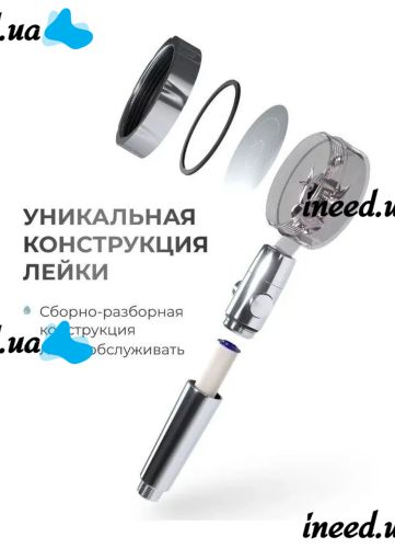 Душова лійка з турбо вентилятором Turbocharged SV - 26 обертається на 360 градусів, насадка для душу турбообертанням, турбо-лійка з малюнком води