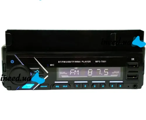 Car stereo player 1Din Pioneer MP3 7001 BT with phone holder, Car Bluetooth stereo with microphone USB SD player Black