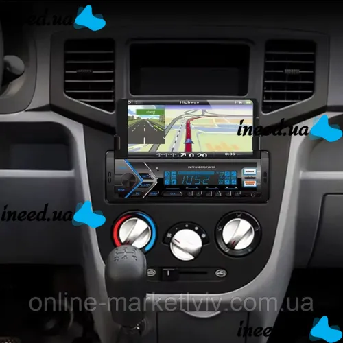 Car stereo player 1Din Pioneer MP3 7001 BT with phone holder, Car Bluetooth stereo with microphone USB SD player Black