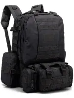 Tactical Men's Backpack B08 for 55 liters with removable pouches, Travel Military Bag (55x40x25 cm) with Molly Oxford 600D System Black