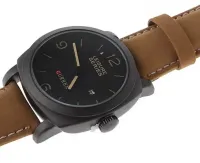 Чоловічі наручні Curren Leisure Series 8158 на руку з ремінцем зі штучної шкіри, Класичний кварцовий годинник з чорним циферблатом і календарем